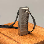 Grade 5 Titanium Bar Pendant with Silver Chain — Hammered Finish