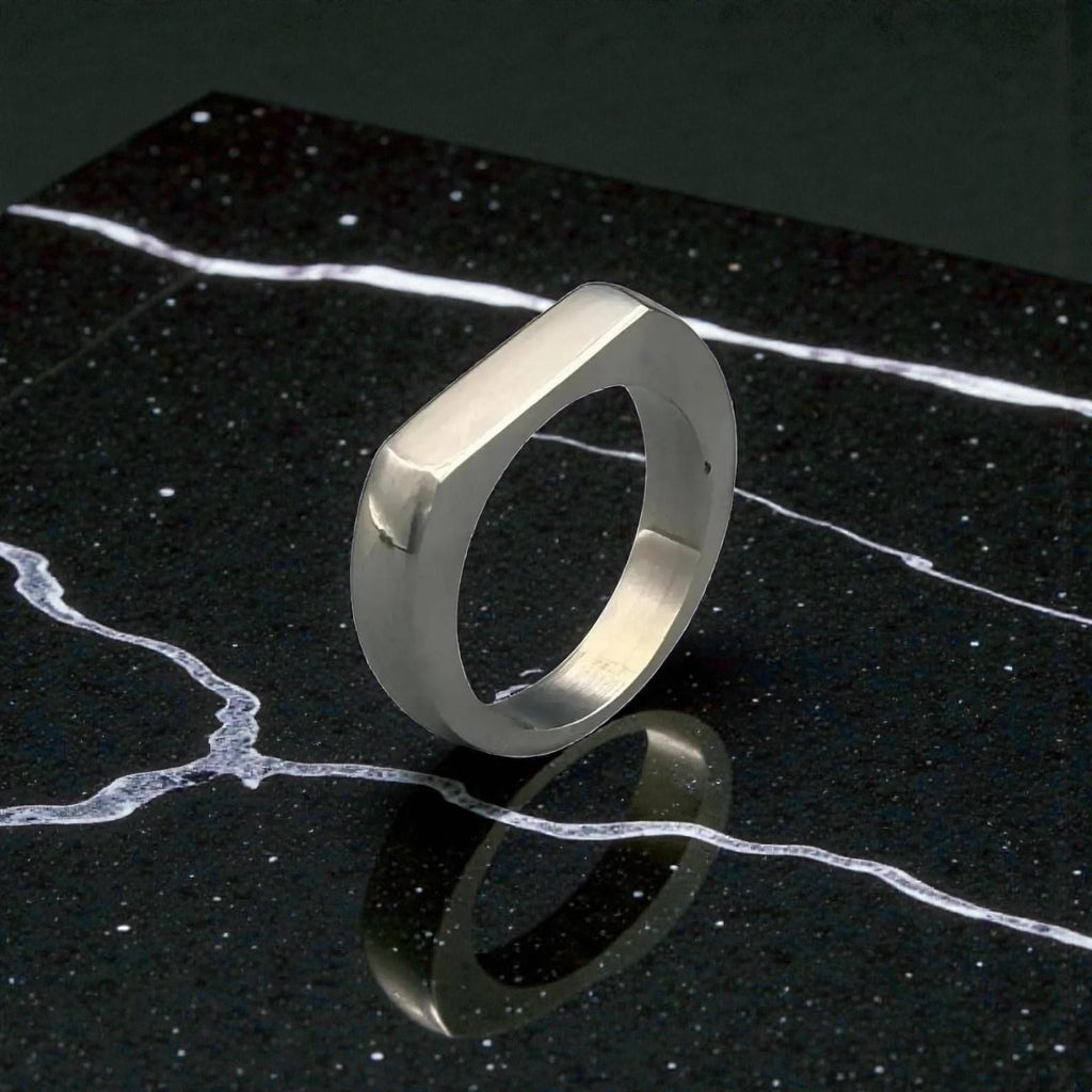 Titanium Signet Ring — Hand Carved Groomsmen Gift