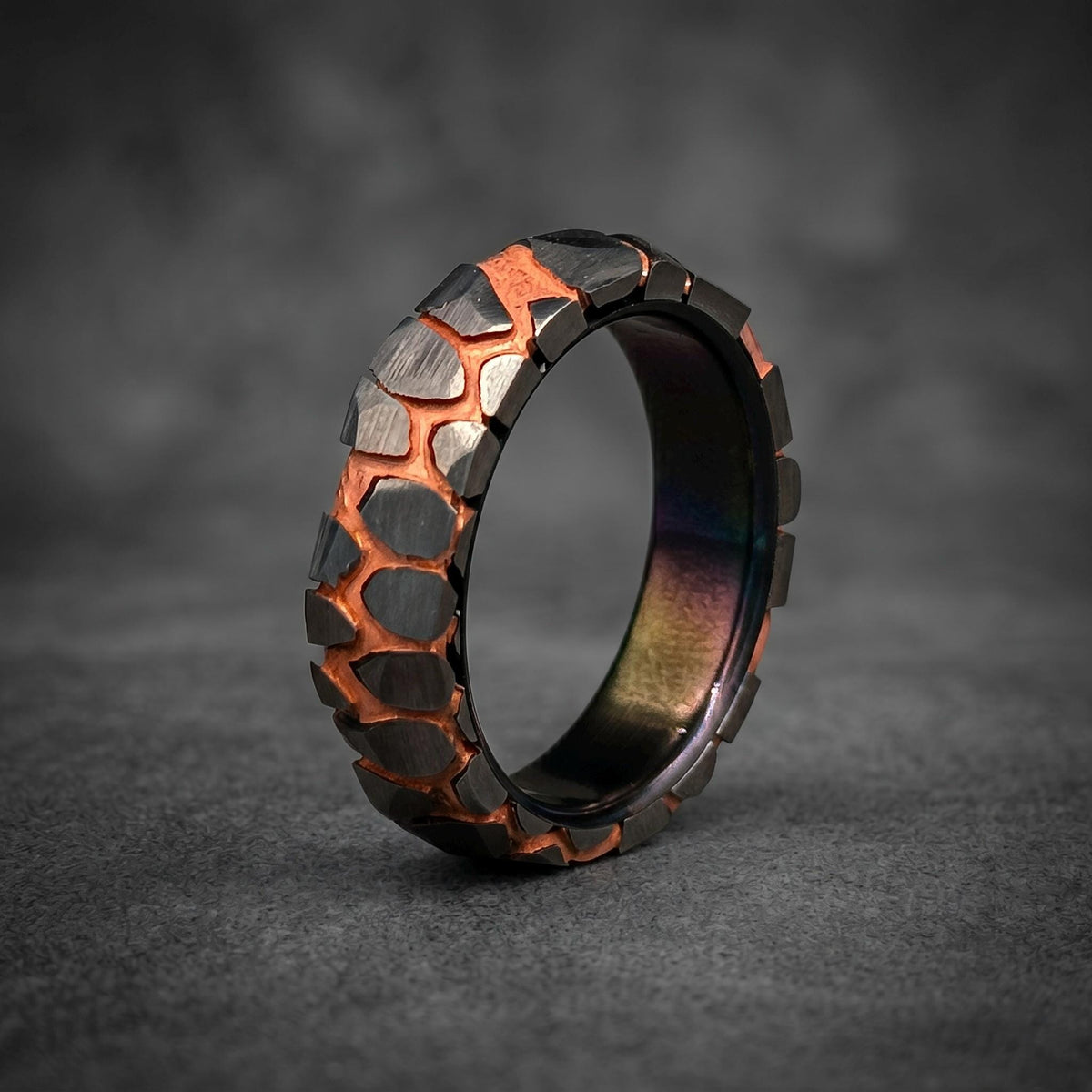 Superconductor Wedding Band — Copper Niobium Deep Etched
