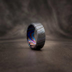 Zircoti Wedding Band — Black Chamfered Mokuti Ring