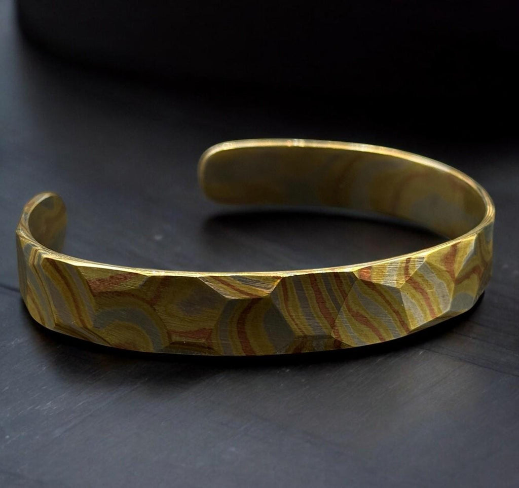 Mokume Gane Cuff Bracelet — Hammered Viking Bangle