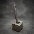 Damascus Steel Ballpoint Pen with Leather Holder — Grooved Grip
