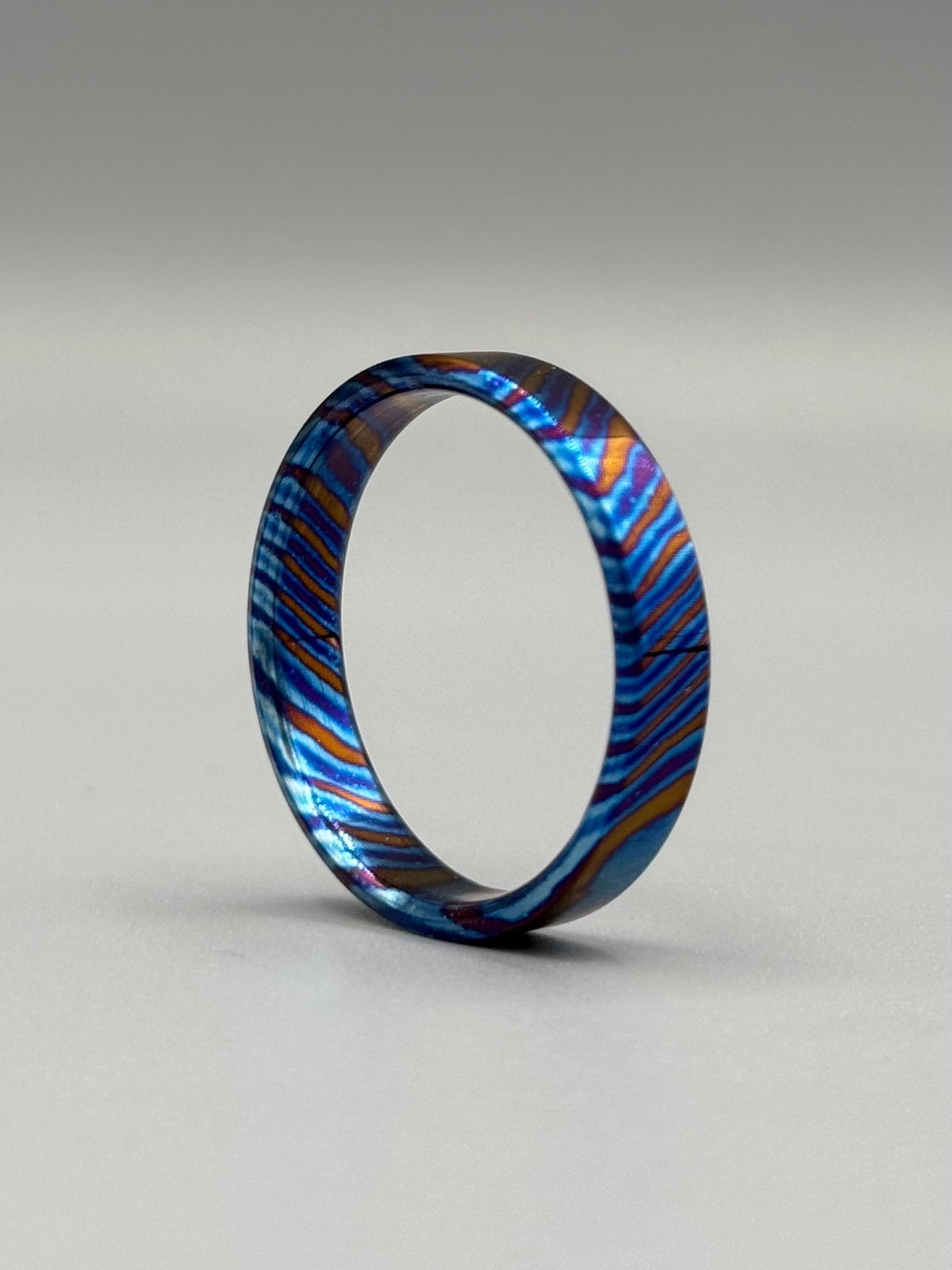 Timascus Wedding Band — Blue Mokuti Engagement Ring