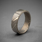 Damascus Stainless Steel Wedding Band — Silver Pattern