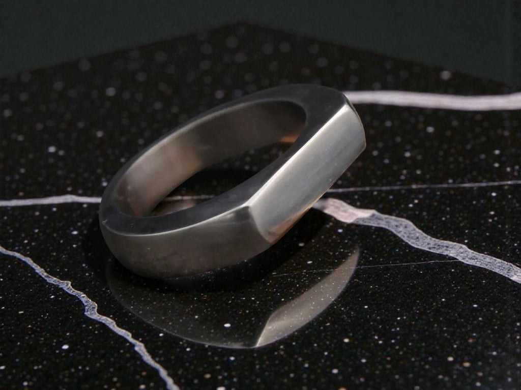 Titanium Signet Ring — Hand Carved Groomsmen Gift