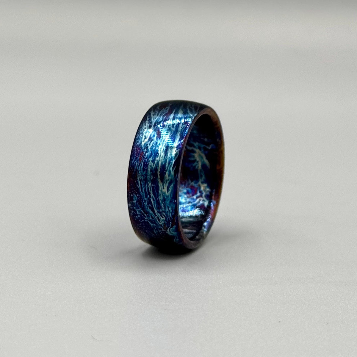 Heat Anodized Titanium Wedding Band — Custom Colorful Ring