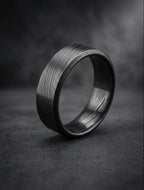 Damasteel Wedding Band — Black Beveled Finish