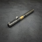 Damascus Steel Ballpoint Pen with Brass Banded Grip
