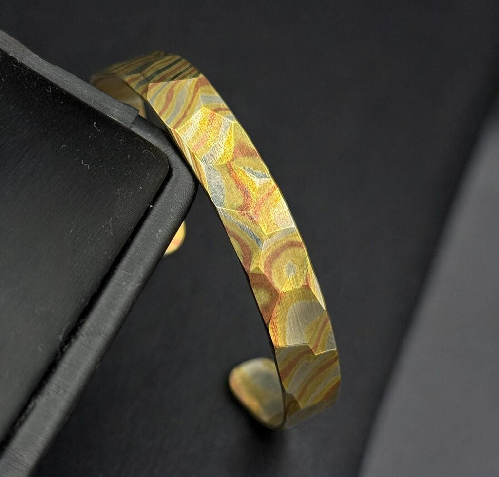 Mokume Gane Cuff Bracelet — Hammered Viking Bangle