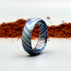 Zircoti Wedding Band — Black Titanium Damascus Ring