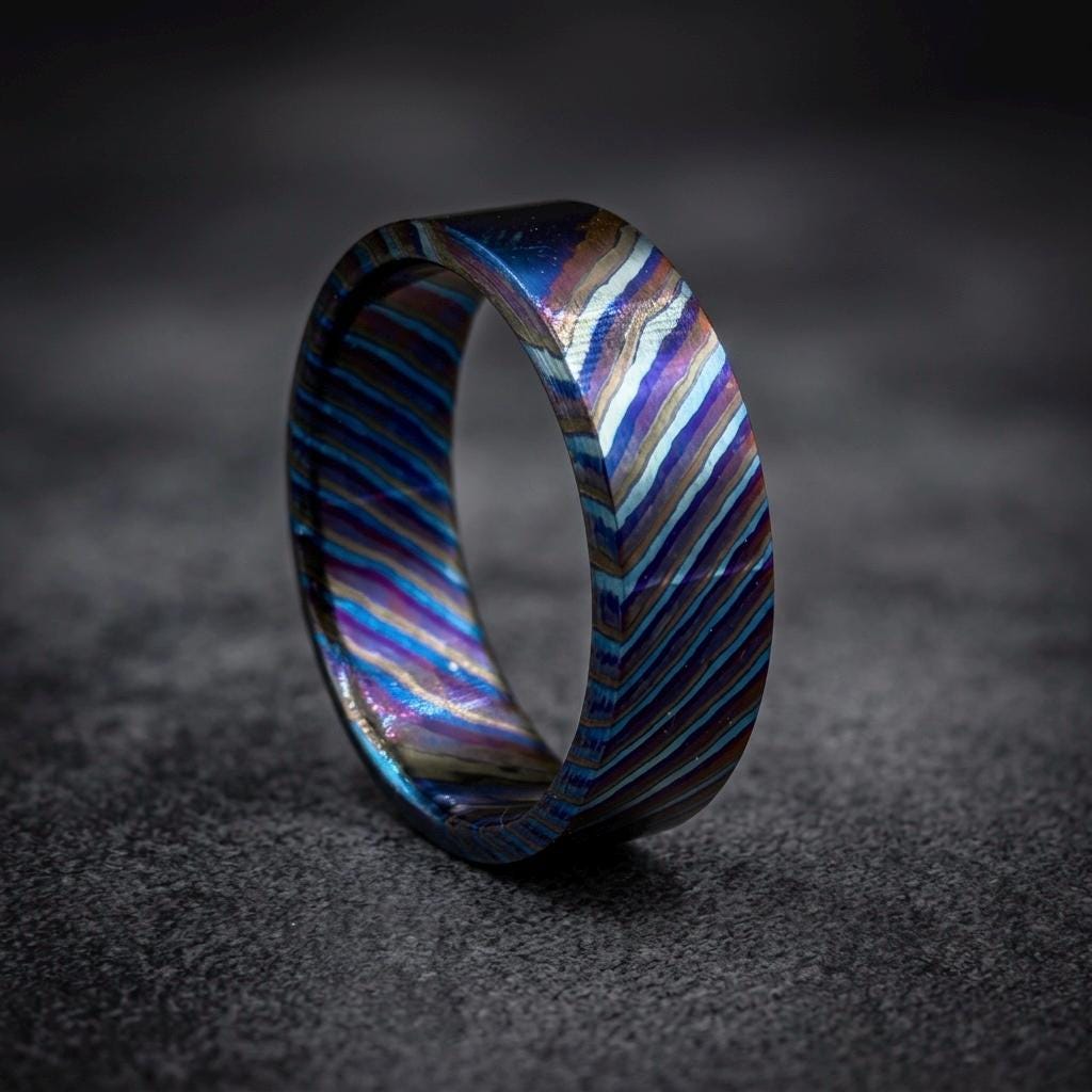 Timascus Wedding Band — Zirconium Titanium Ring