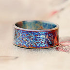 Heat Anodized Titanium Wedding Band — Colorful Pattern