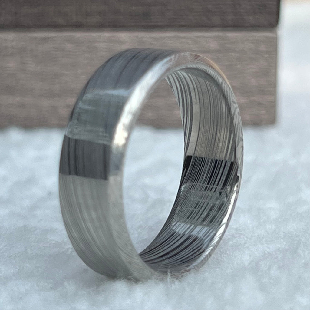 Damascus Stainless Steel Wedding Band — Groomsmen Gift