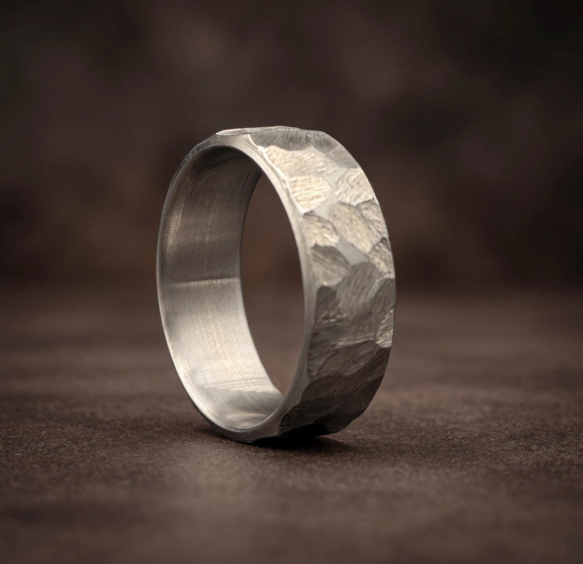 Hammered Titanium Wedding Band — Industrial Minimalist Ring