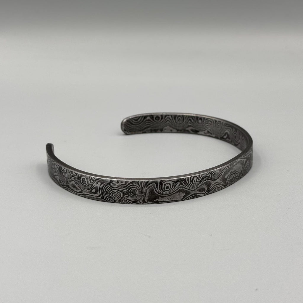 Damascus Steel Cuff Bracelet — Simple Minimalist Band