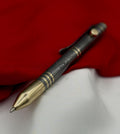Damascus Steel Bolt Action Pen — Polished Barrel, Brass Tip