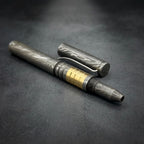 Damascus Steel Ballpoint Pen with Brass Banded Grip