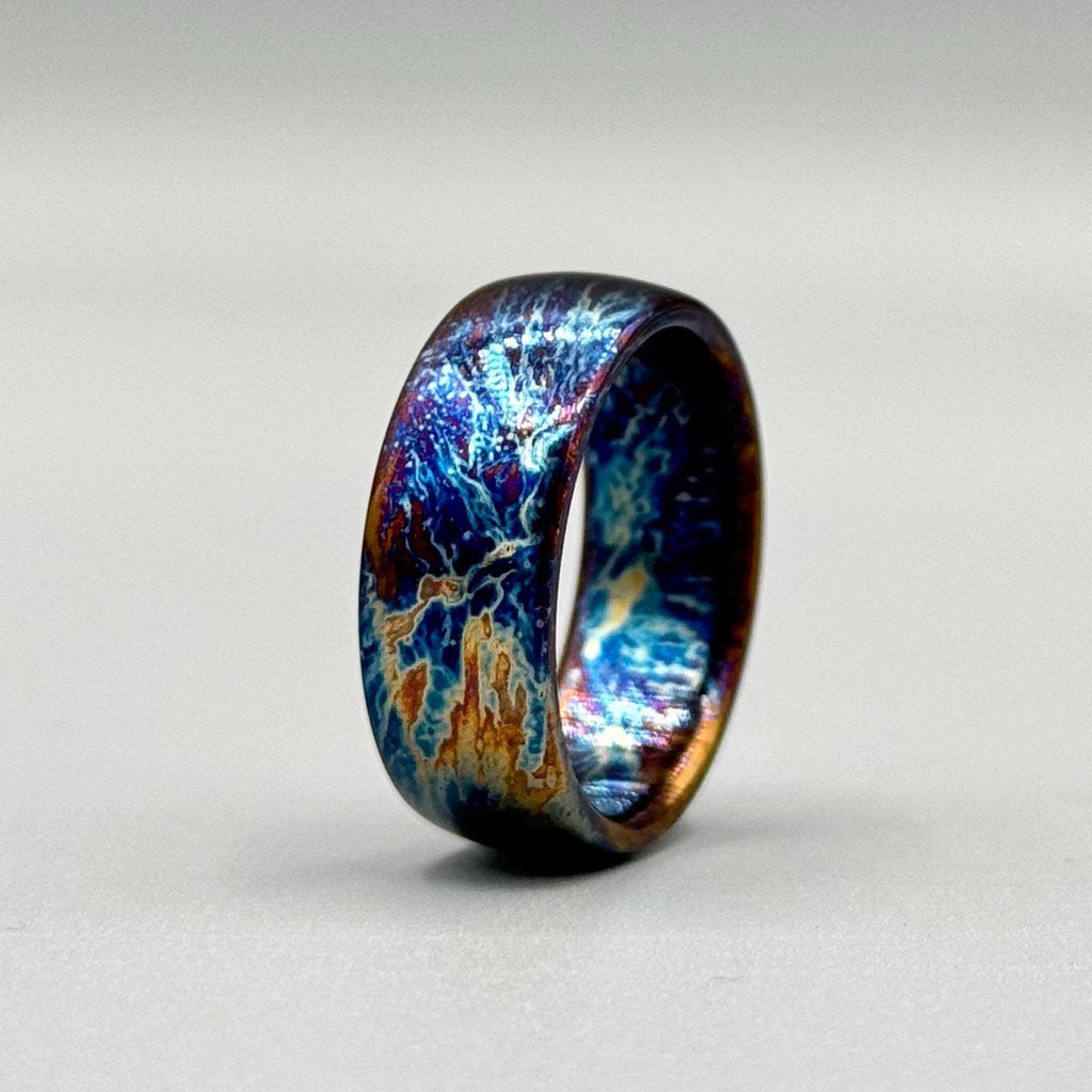 Heat Anodized Titanium Wedding Band — Custom Colorful Ring