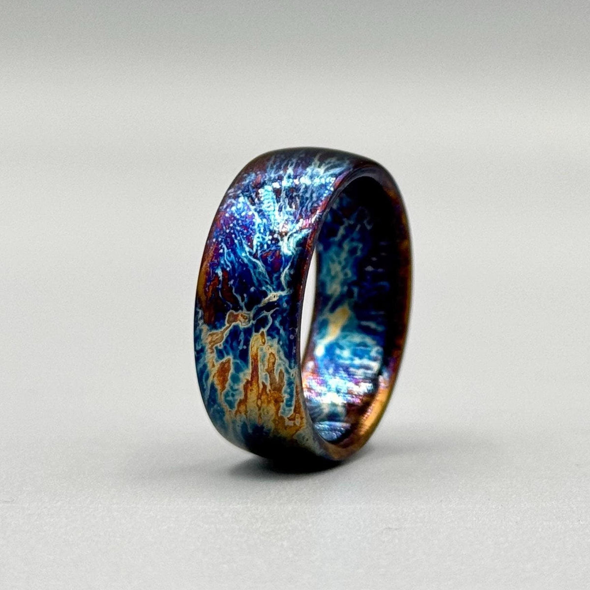 Heat Anodized Titanium Wedding Band — Custom Colorful Ring