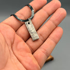 Grade 5 Titanium Bar Pendant with Silver Chain — Hammered Finish