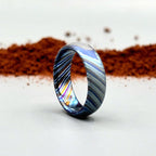 Zircoti Wedding Band — Black Titanium Damascus Ring