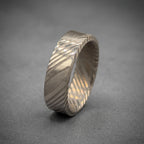 Damascus Stainless Steel Wedding Band — Silver Pattern