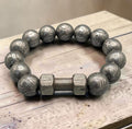 Damascus Steel Beaded Bracelet, Dumbbell Style, 12 mm Beads