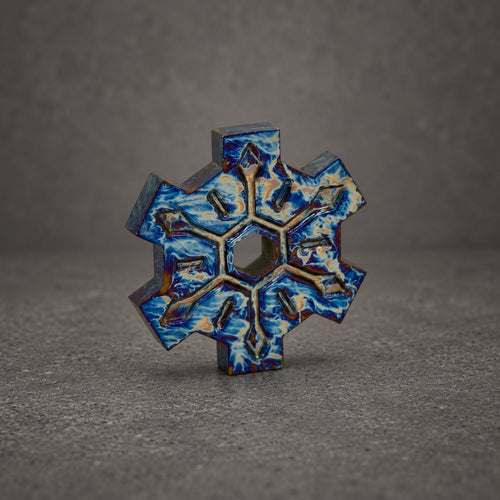 Anodized Titanium Time Gear Pendant — Blue & Violet Necklace