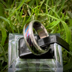 Damasteel and Timascus Wedding Band — Titanium Inlay