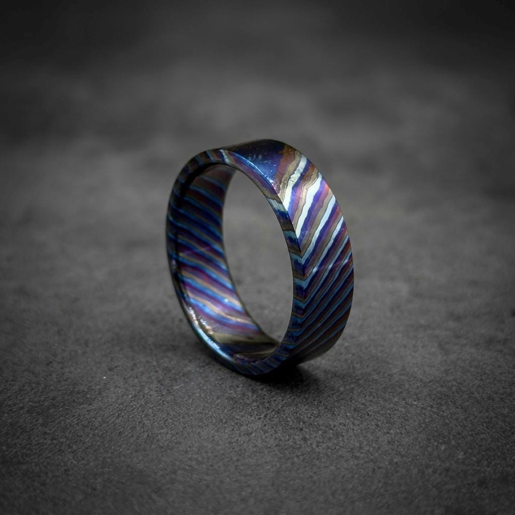 Timascus Wedding Band — Zirconium Titanium Ring