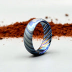 Zircoti Wedding Band — Black Titanium Damascus Ring
