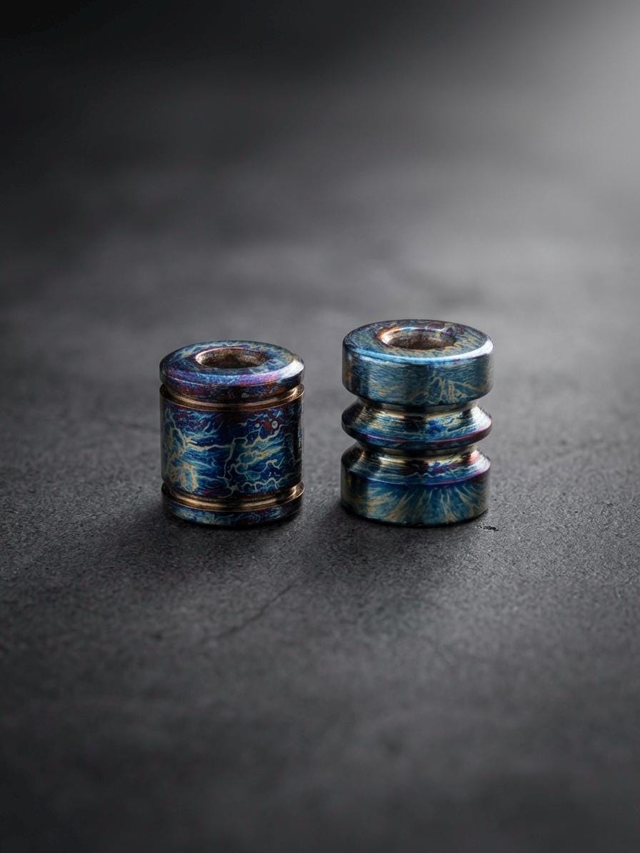 Titanium Cylinder Paracord Bead, 14 mm — Anodized Knife Bead