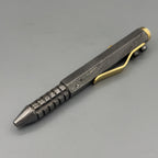 Damascus Steel Hexagonal Bolt Action Pen — Knurled Grip