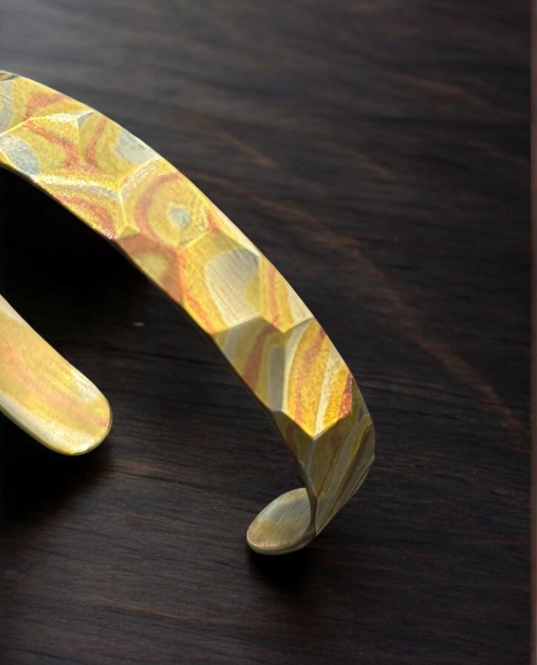 Mokume Gane Cuff Bracelet — Hammered Viking Bangle