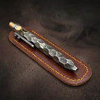 Damascus Steel Hexagonal Ballpoint Pen — Hammered Faces