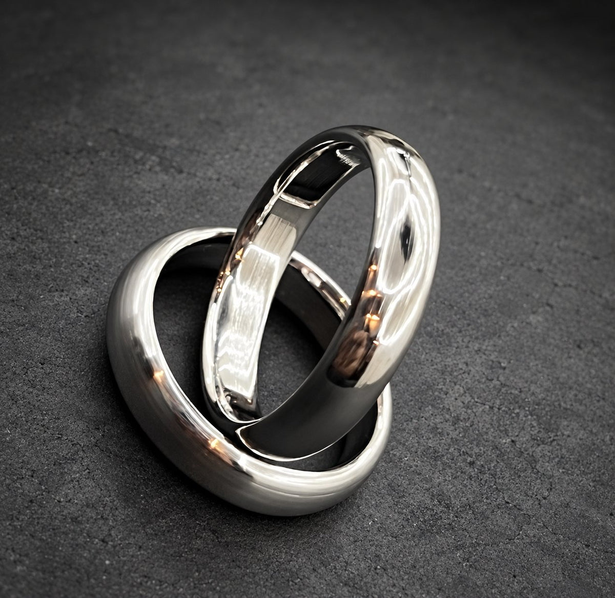 Polished Titanium Wedding Band, Domed — Classic Comfort Fit, view 3