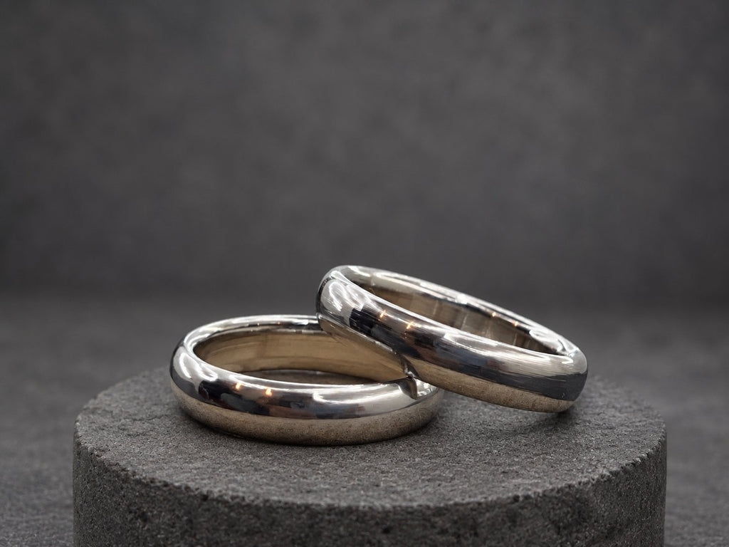 Polished Titanium Wedding Band, Domed — Classic Comfort Fit, view 6