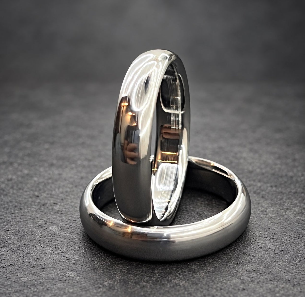 Polished Titanium Wedding Band, Domed — Classic Comfort Fit