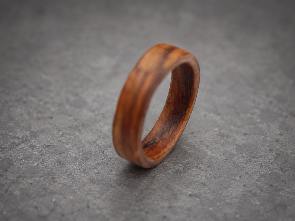 Rosewood Bentwood Ring — Reddish Grain Minimalist Band, view 5