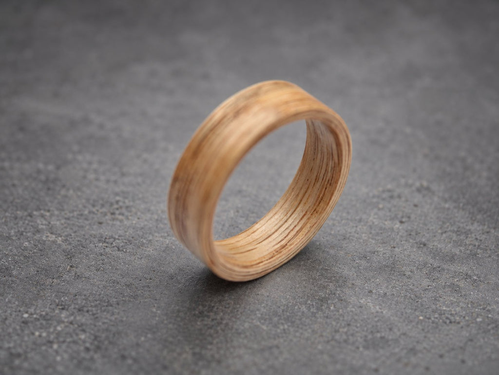 Ashwood Bentwood Ring — Natural Light Grain Wedding Band, view 3