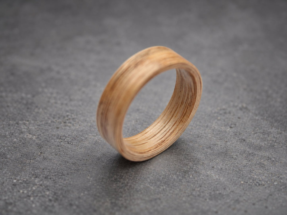 Ashwood Bentwood Ring — Natural Light Grain Wedding Band, view 3