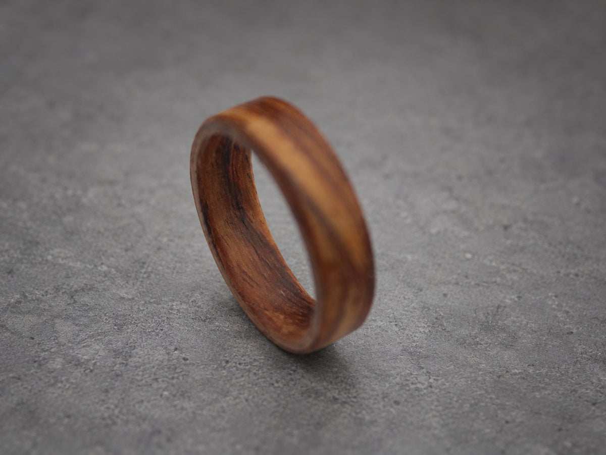 Rosewood Bentwood Ring — Reddish Grain Minimalist Band, view 3