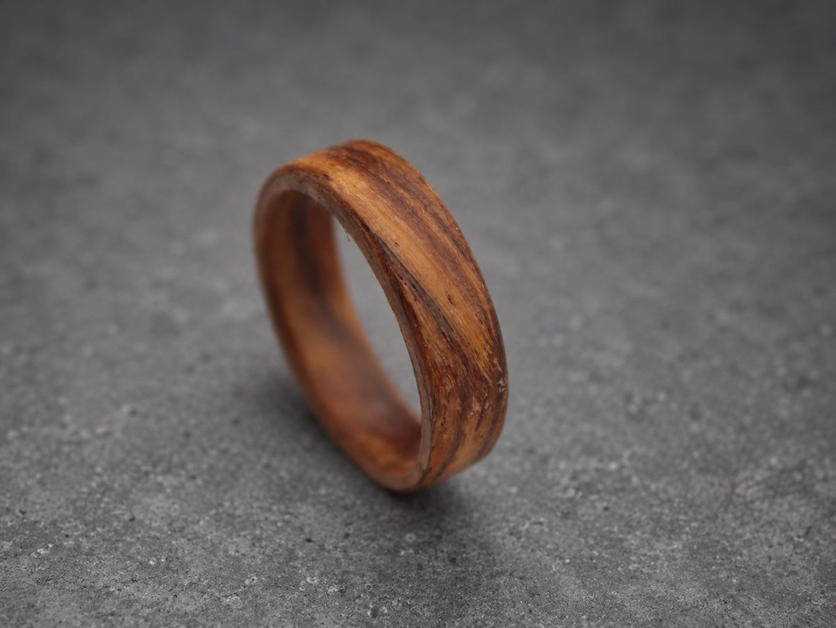 Rosewood Bentwood Ring — Reddish Grain Minimalist Band, view 2