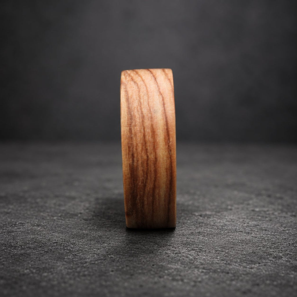 Olive Wood Bentwood Ring — Natural Grain Wedding Band, view 7