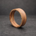 Olive Wood Bentwood Ring — Natural Grain Wedding Band, view 5