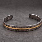 Damascus Steel Cuff Bracelet with Center Copper Line — Viking Cuff, view 7
