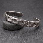 Damascus Steel Bangle, Diamond Cut — Faceted Viking Cuff