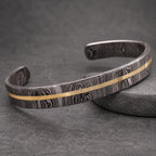 Damascus Steel Cuff Bracelet with Center Copper Line — Viking Cuff