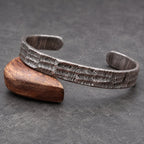 Damascus Steel Cuff Bracelet — Ladder Pattern Viking Bangle, view 2