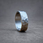 Hammered Titanium Wedding Band — Large Facets, Beveled Edges, view 2